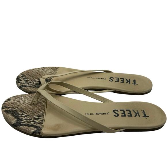 TKEES Off White Leather Flip Flop Sz 6 - Picture 1 of 3